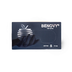 Перчатки BENOVY Nitrile MultiColor BS, перчатки нитриловые, черные, S, 50 пар. 3,5 гр.